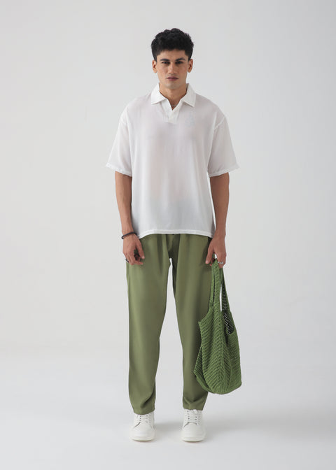 Cloud White Texture Polo