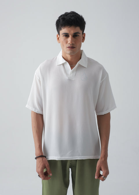 Cloud White Texture Polo
