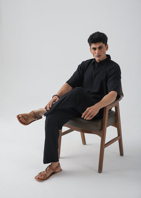 Cloud Black Texture Polo