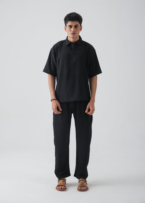 Cloud Black Texture Polo