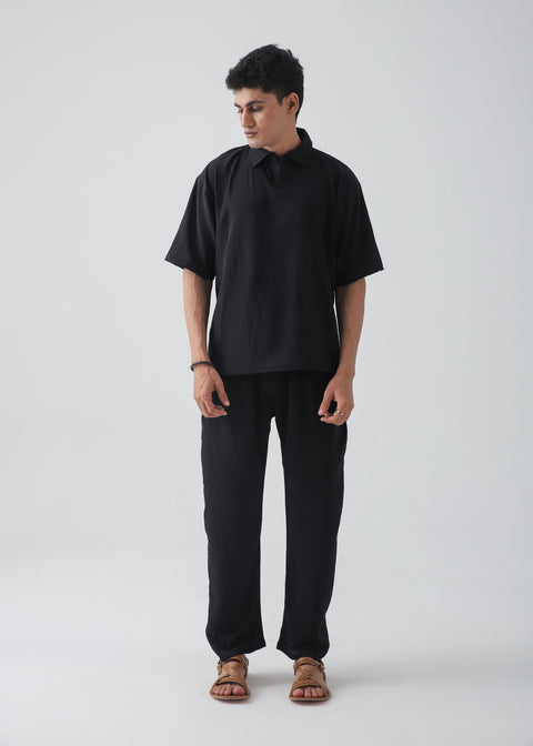Cloud Black Texture Polo