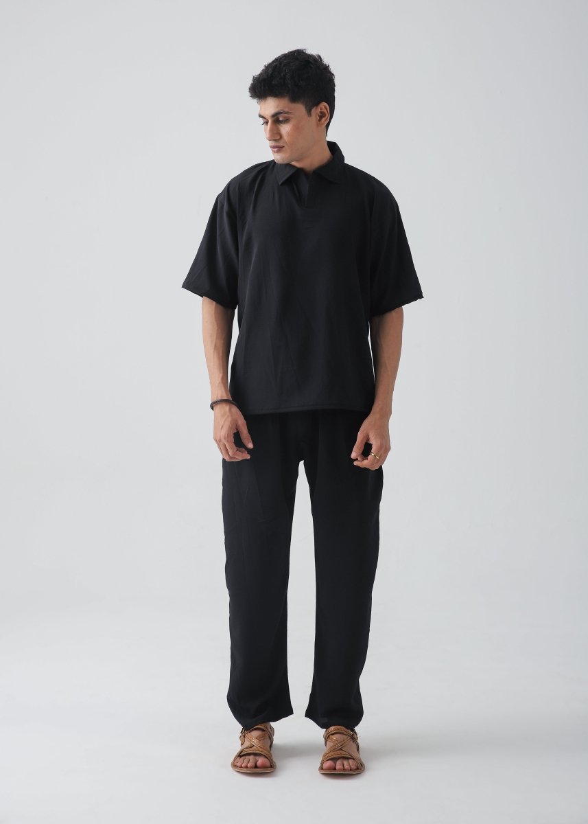 Cloud Black Texture Polo - Vastah Official®