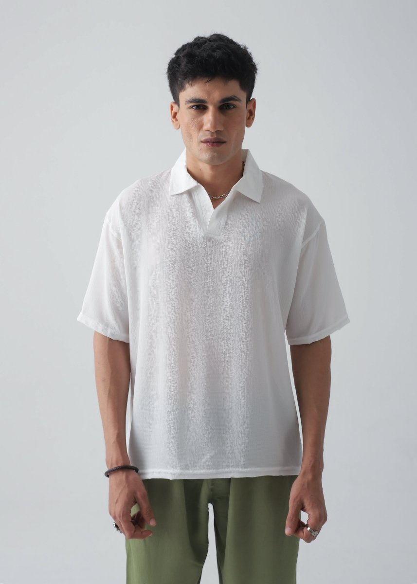 Cloud White Texture Polo - Vastah Official®